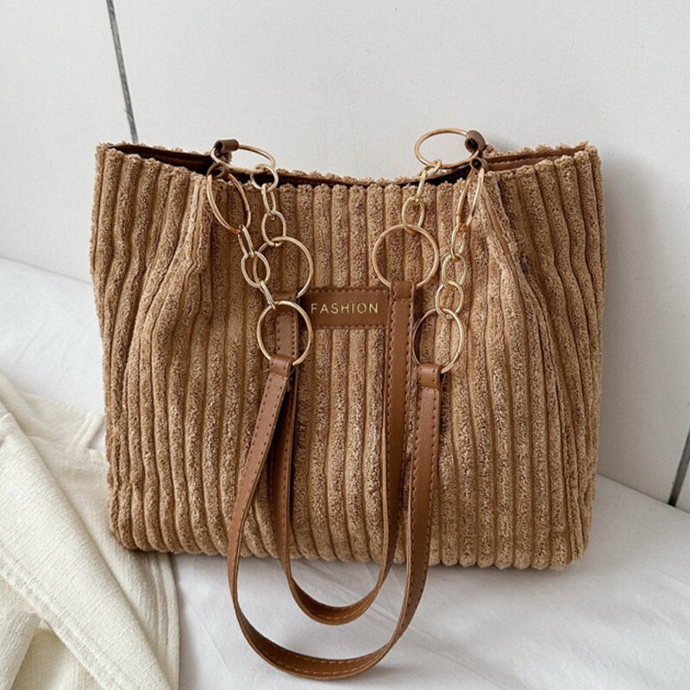 Brown Corduroy Shoulder Bag